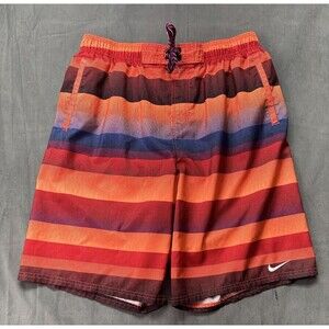 NIKE Swim Shorts Orange Red Multicolor Swim Trunks Men's XL Lined Colorful